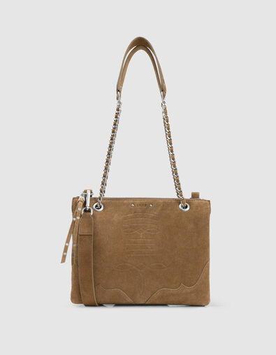Clutch bag 1440 Reporter camel suede Women - IKKS