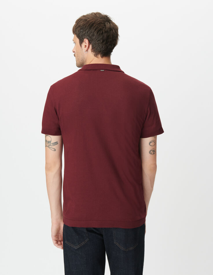 Polo bordeaux coton modal manches courtes Homme-3 Polo bordeaux coton modal manches courtes Homme-3