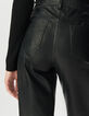 Pantalon en cuir noir coupe jean Femme-5