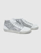 Witte leren sneakers met zilverkleurige glitters Dames-6