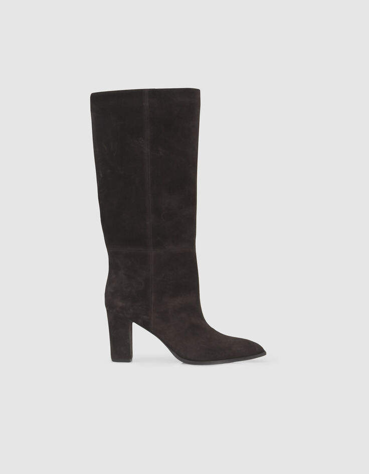 Women’s chocolate suede boots with pointed toe-1 Women’s chocolate suede boots with pointed toe-1