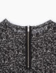 Damen Leinen-T-Shirt 3/4-Arm, schwarzer Wavy-Print-3