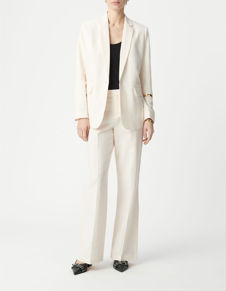 Anzugjacke f&uuml;r Damen aus ungebleichtem Leinen und Baumwolle-1