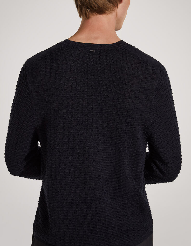 Pull marine tricot relief Homme-2