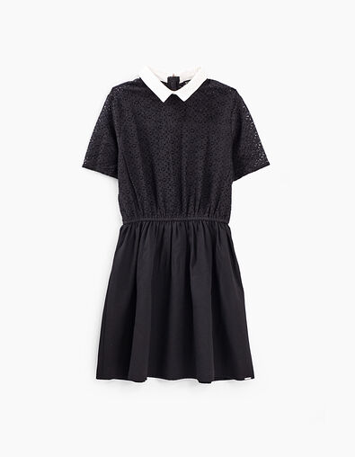 Girls&rsquo; black lace top dress with white collar - IKKS