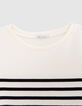 Camiseta marinera de mujer de algodón con cuello redondo y bordado-6