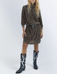 Women’s metallic gold pleated short dress-1
