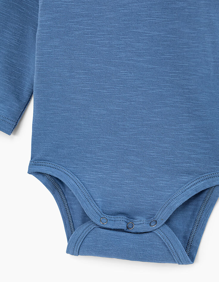 Body bleu à personnaliser en coton bio bébé-5