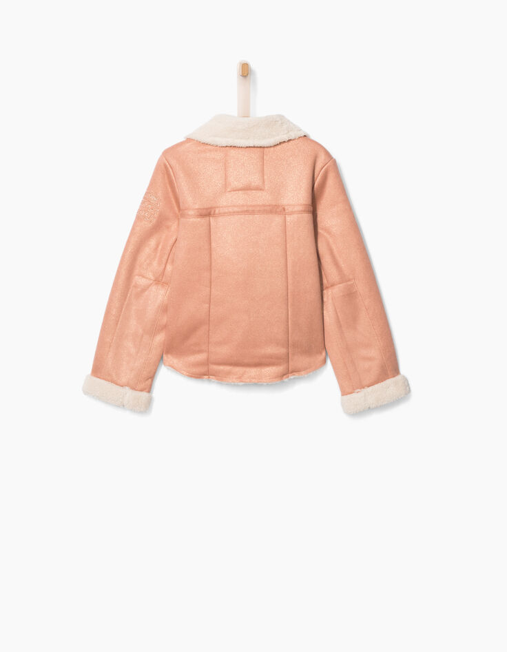 Veste rose esprit motard fille-3