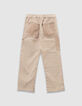 Pantalón jogger loose beige detalles pana niño-5