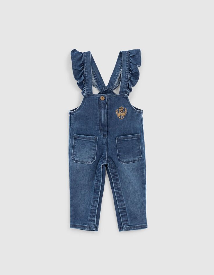 Girls’ raw dungarees & sailor stripe T-shirt outfit-4