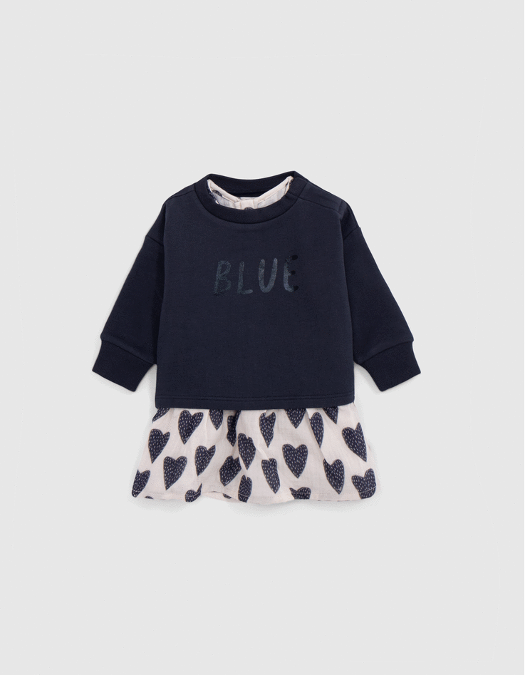 Robe 2-en-1 allover coeurs et sweat bébé fille-8