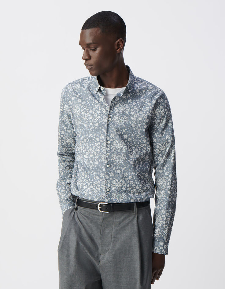 Chemise SLIM orage tissu Liberty coquillages Homme-2