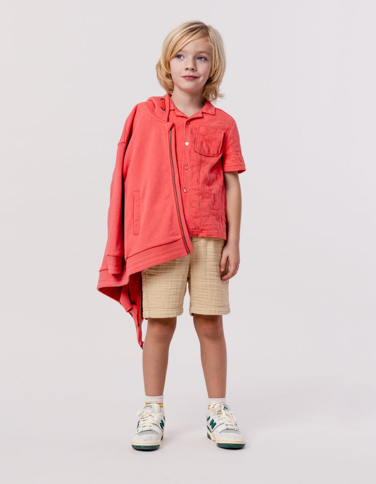 Bermudas jogger loose beige gasa algodón niño-2 Bermudas jogger loose beige gasa algodón niño-2