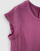 Malvenfarbenes Chiffonkleid mit Stickerei für Babymädchen-4