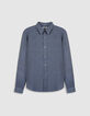 Camisa azul de manga larga, lisa, regular fit-6