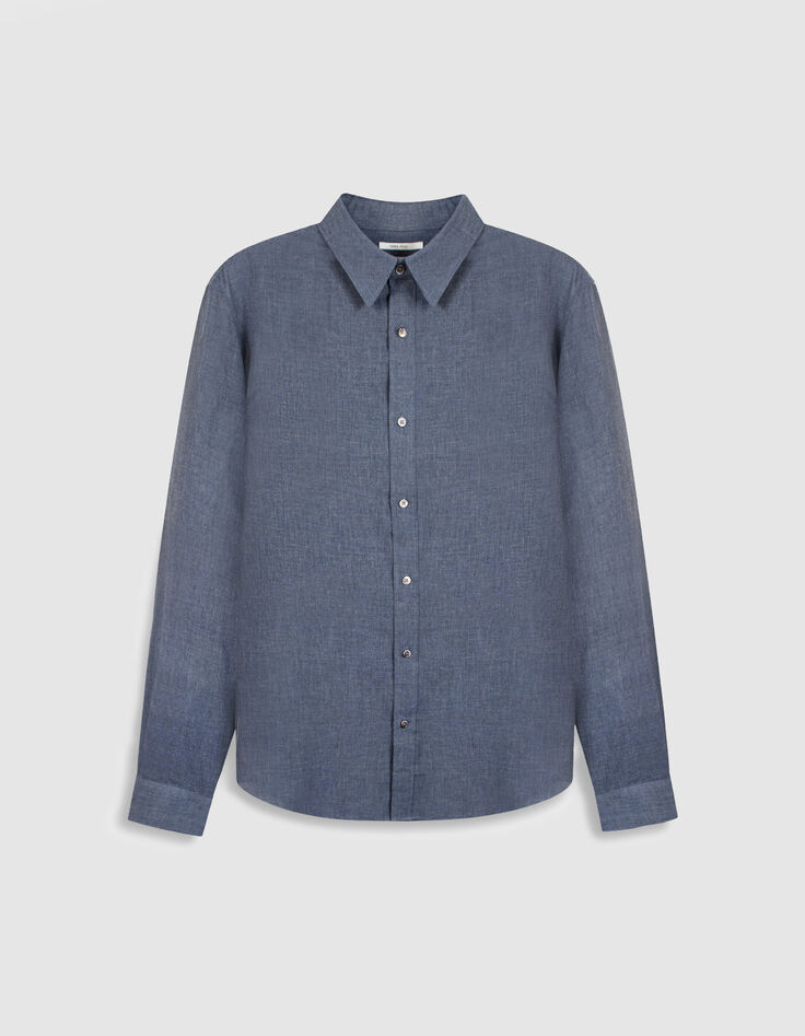 Camisa azul de manga larga, lisa, regular fit-6