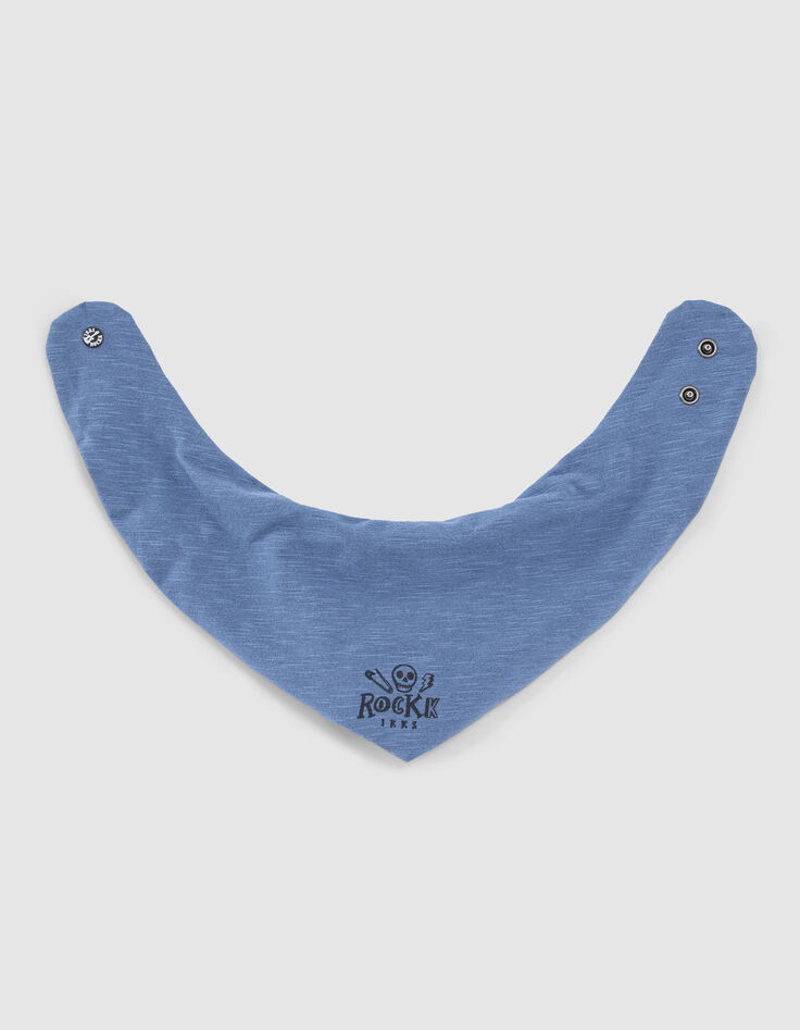 Blaues Babylätzchen aus Biobaumwolle mit Rocker-Print-2