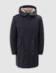 Men's navy blue parka with beige sherpa lining-6