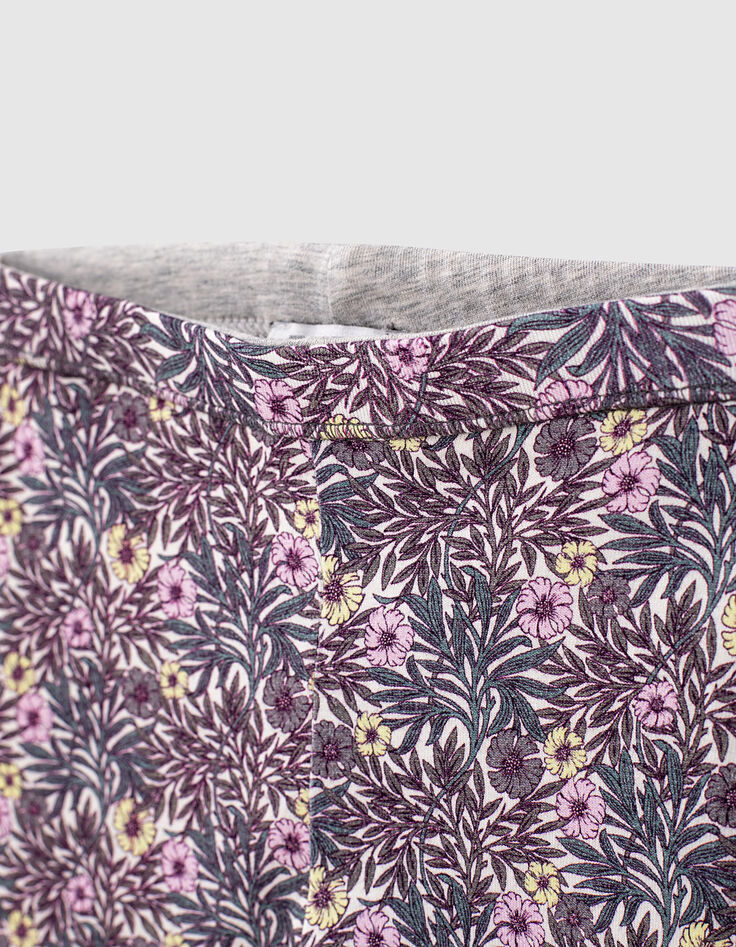 Leggings réversible imprimé végétal et gris bébé fille-5 Leggings réversible imprimé végétal et gris bébé fille-5