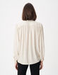 Blouse &eacute;crue satin&eacute;e motif pois col lavalli&egrave;re Femme-4