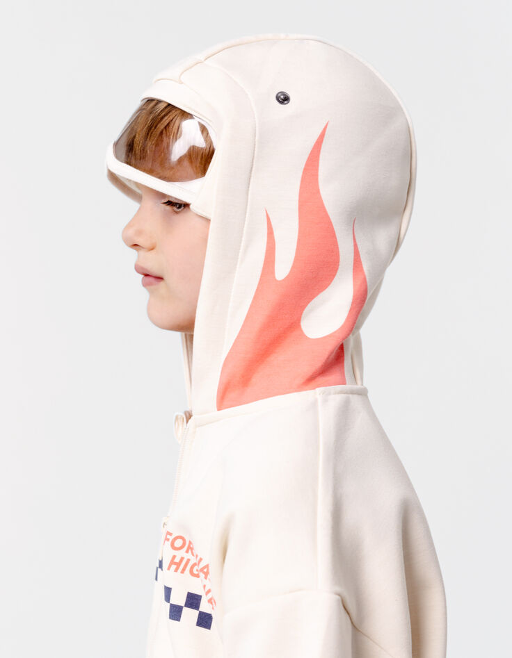 Cardigan beige à capuche-lunettes HOT WHEELS x IKKS garçon-3
