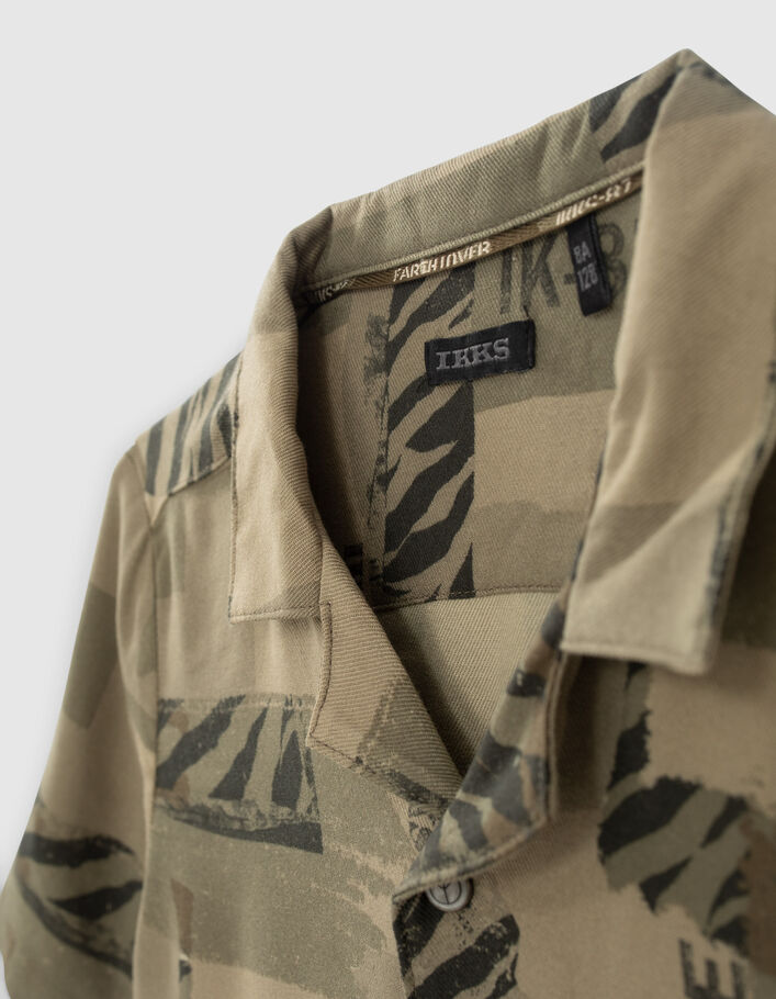 Boys’ khaki camouflage print LENZING™ ECOVERO™ shirt - IKKS