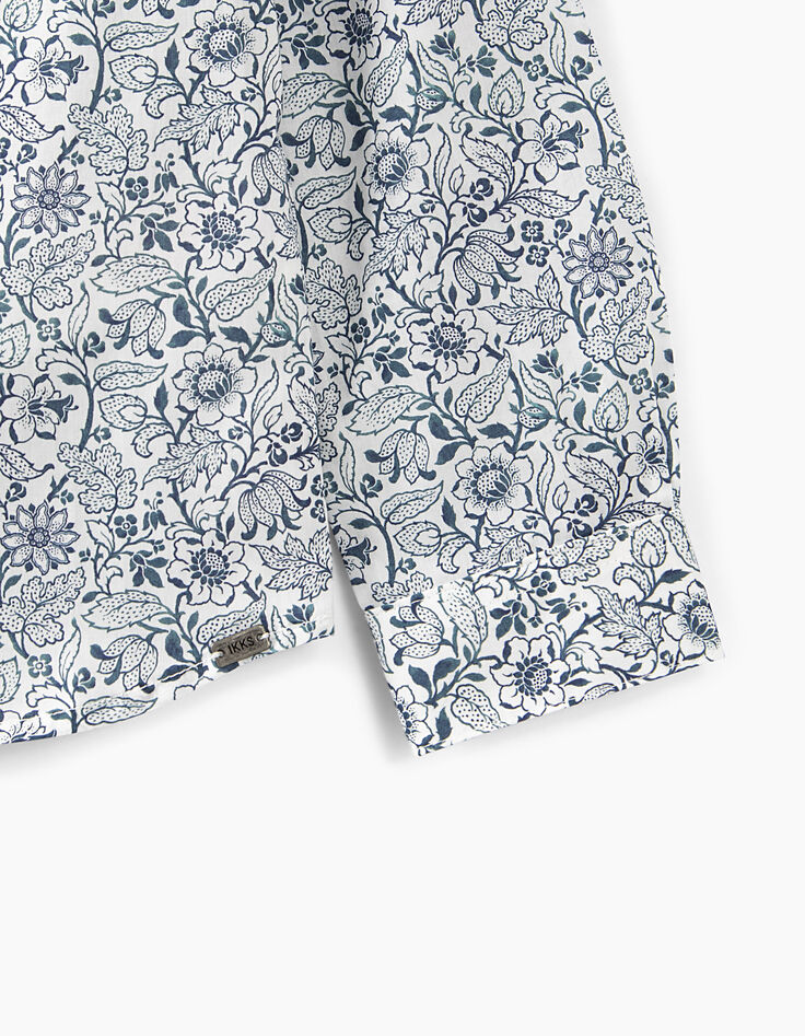 Wit overhemd met smaragdgroene print voor jongens -4
