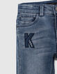 Boys’ stone blue slim jeans with patches -2