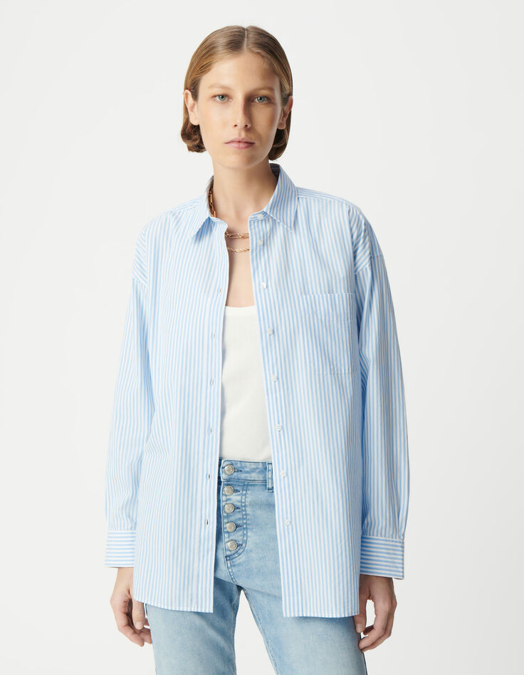Chemise à rayures bleues coton bio oversize Femme-3