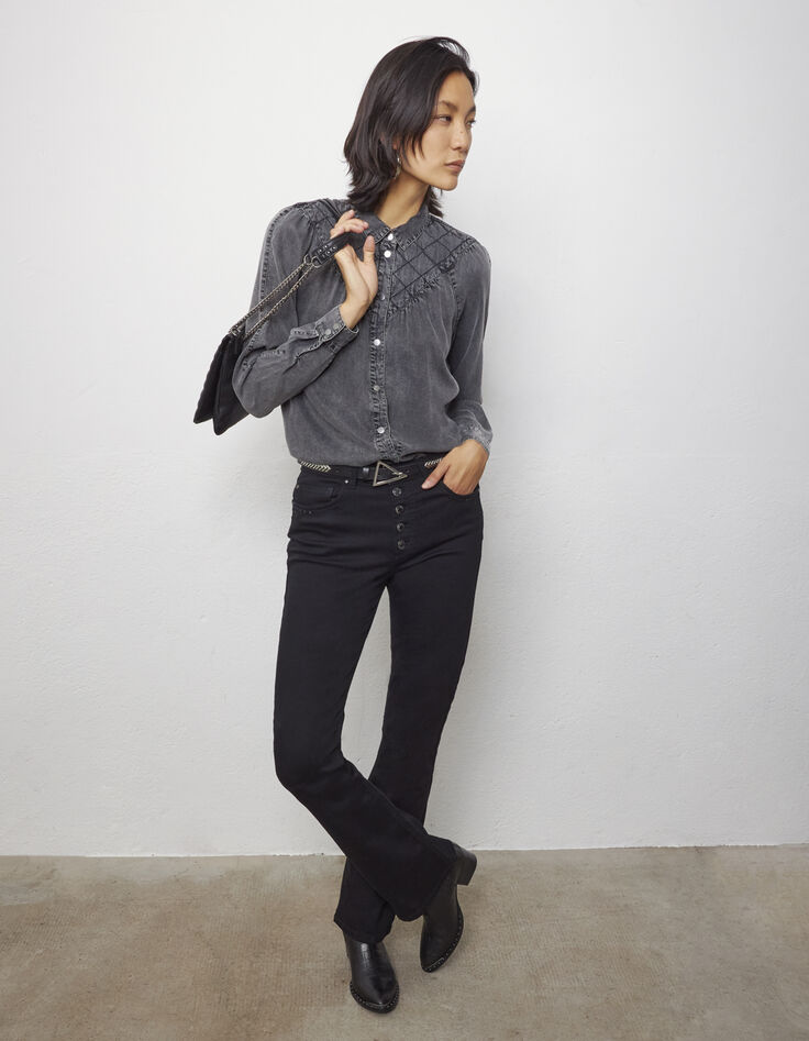 Graue Damenbluse aus Tencel&trade; mit Washed-Optik und Kragen-6
