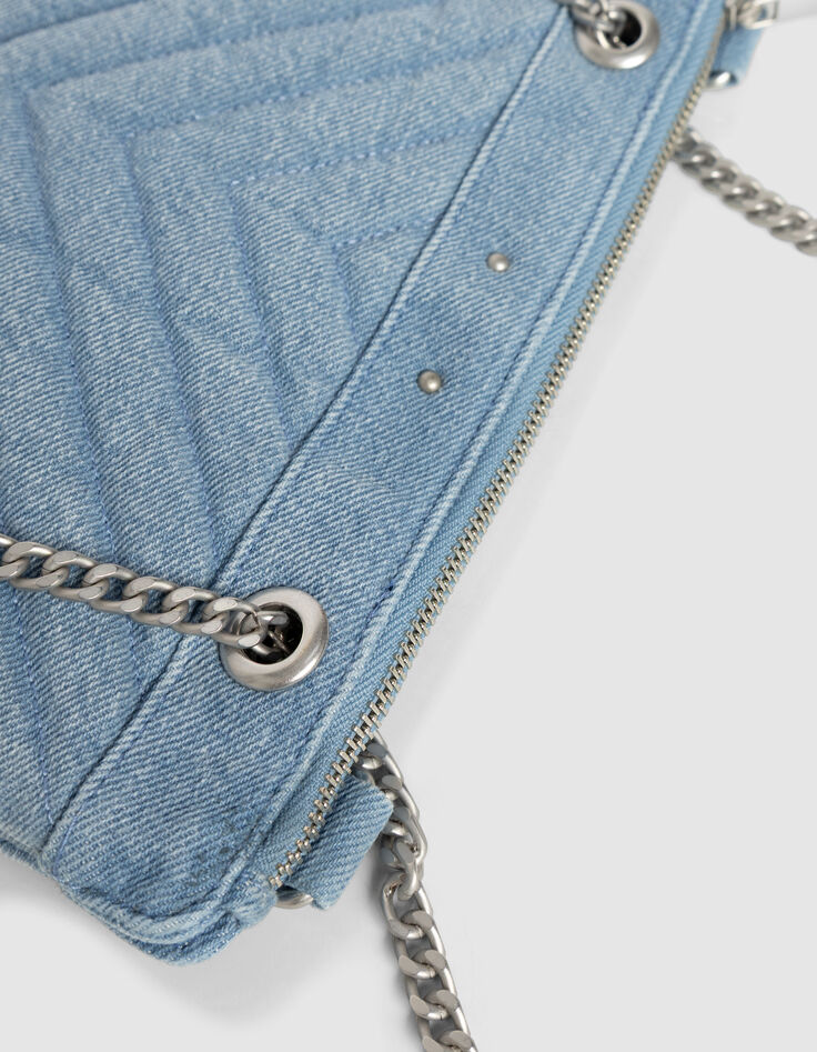 Sac pochette 1440 Reporter bleu en jean délavé Femme-5 Sac pochette 1440 Reporter bleu en jean délavé Femme-5