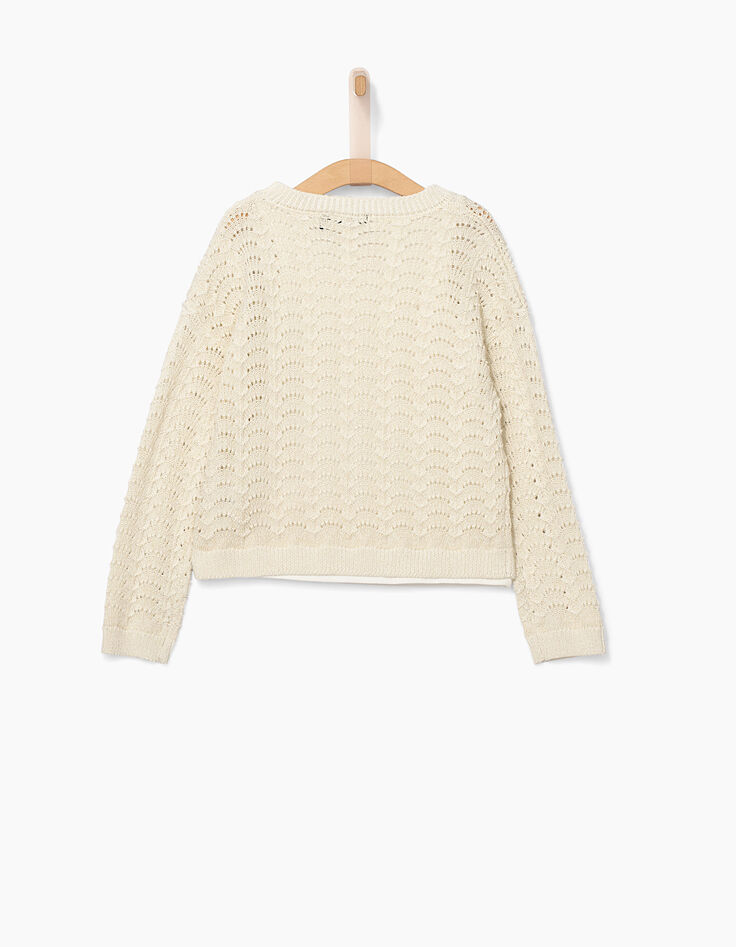Pull 2 en 1 blanc cassé avec débardeur fille-4