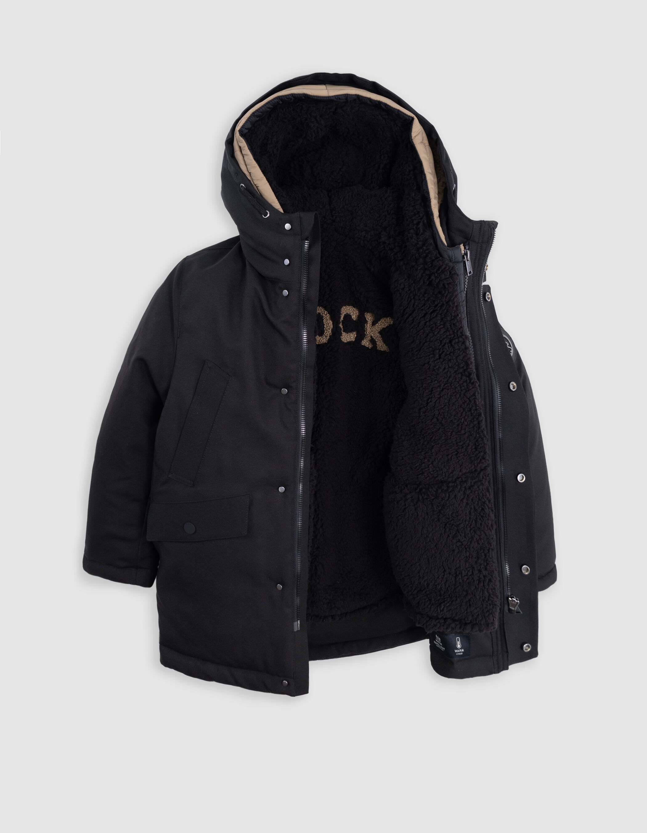 Boy's 3-in-1 black parka with reversible down jacket