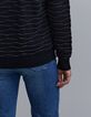 Pull noir devant/dos tricot rayures lurex Femme-5