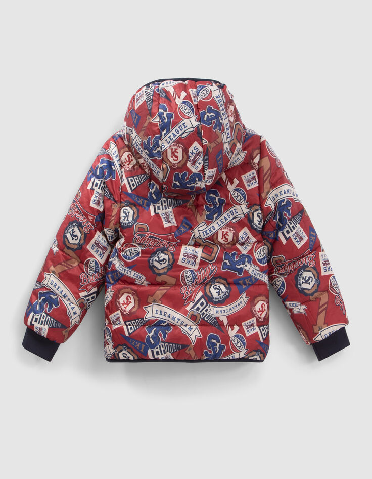 Boys’ navy/badge print reversible padded jacket-5