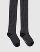 Collants gris chiné anthracite en tricot motifs éclairs fille-1