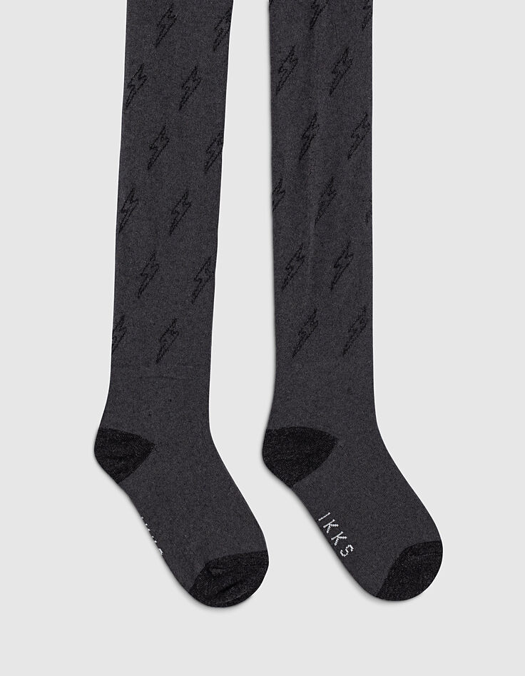 Girls’ charcoal grey marl knitted tights+lightning-1 Girls’ charcoal grey marl knitted tights+lightning-1