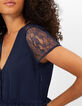 Vestido azul marino con mangas y espalda encaje I.Code-4