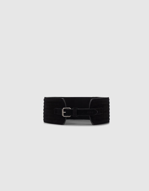 Women’s black suede wide dress belt - IKKS