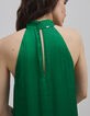 Grünes zerknittertes Kleid aus recyceltem Polyester-4