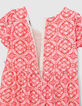 Robe longue rose imprimé ethnique fille-7