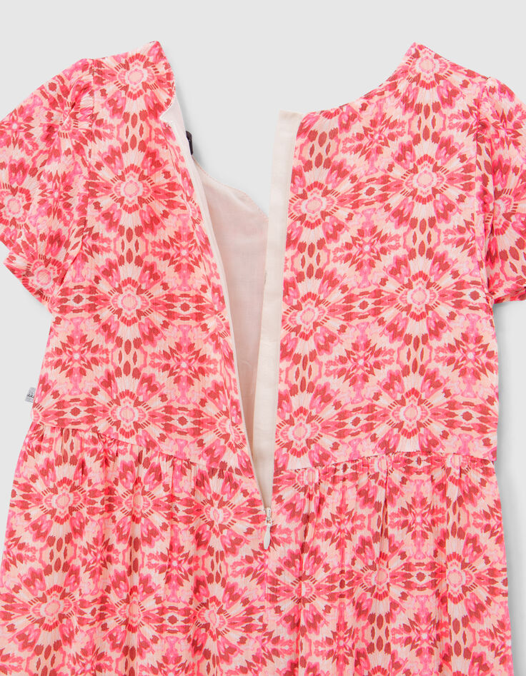 Robe longue rose imprimé ethnique fille-7