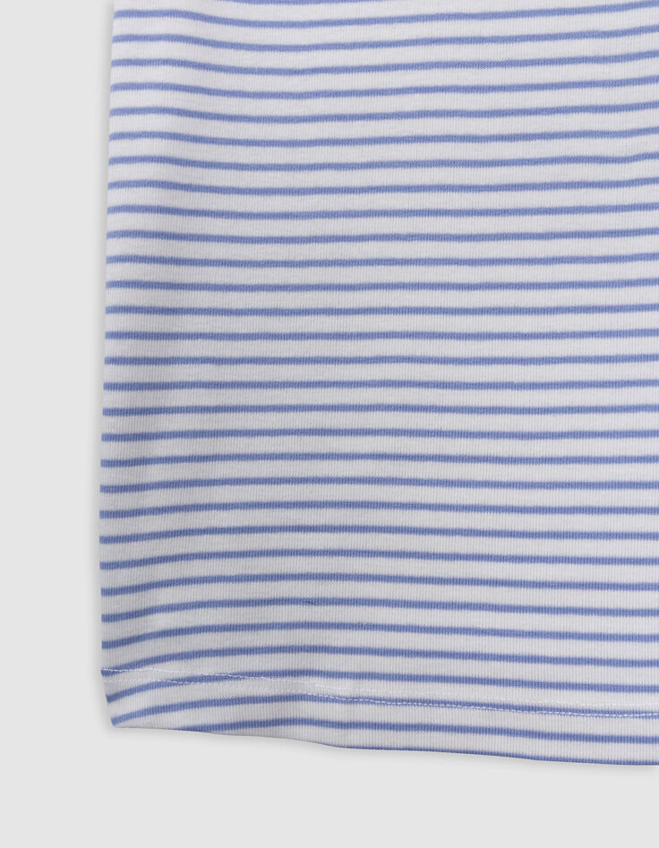 Wit T-shirt fijne blauwe strepen meisjes-5