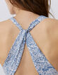 Robe longue bleu imprimé bandana Femme-4