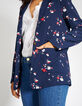 I.Code navy blue Floral Preppy print suit jacket-4