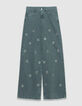 Edie Damesjeans met hoge taille en blauwe wijde pijpen met eyelet-dessin-6