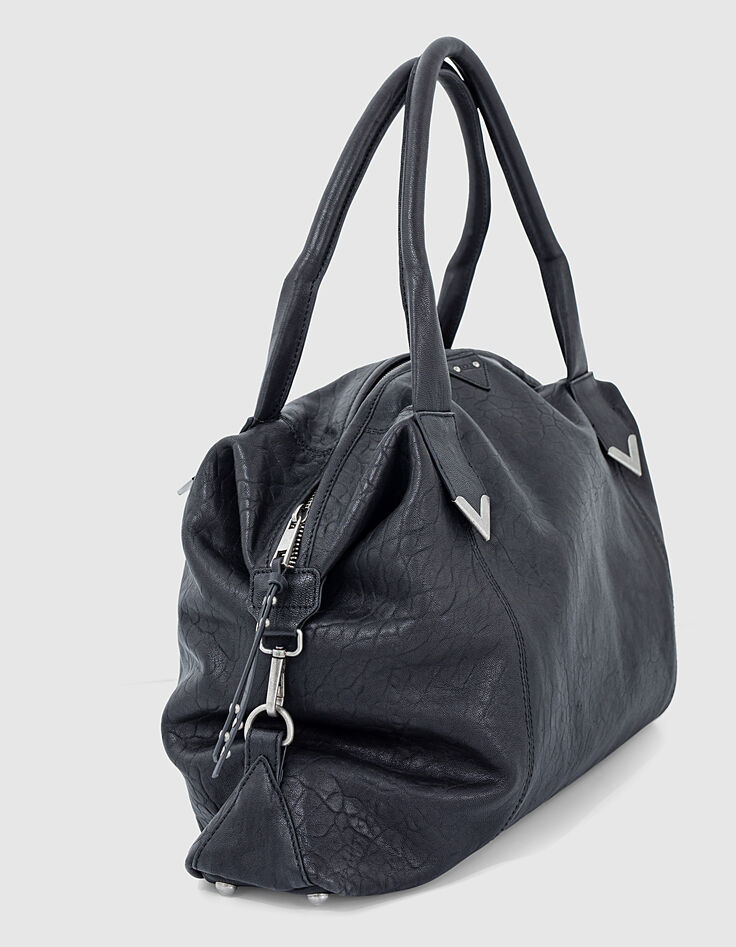 Bolso bandolera The Captain Bag military cuero negro mujer-3