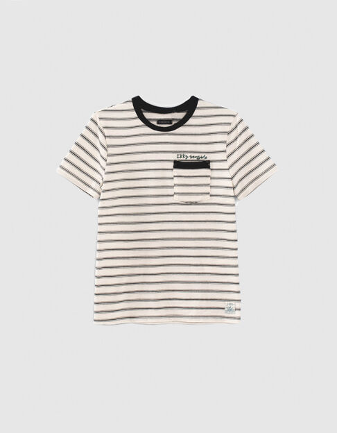 T-shirt écru à rayures noires garçon - IKKS