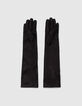 Lange zwarte leren handschoenen Dames-3